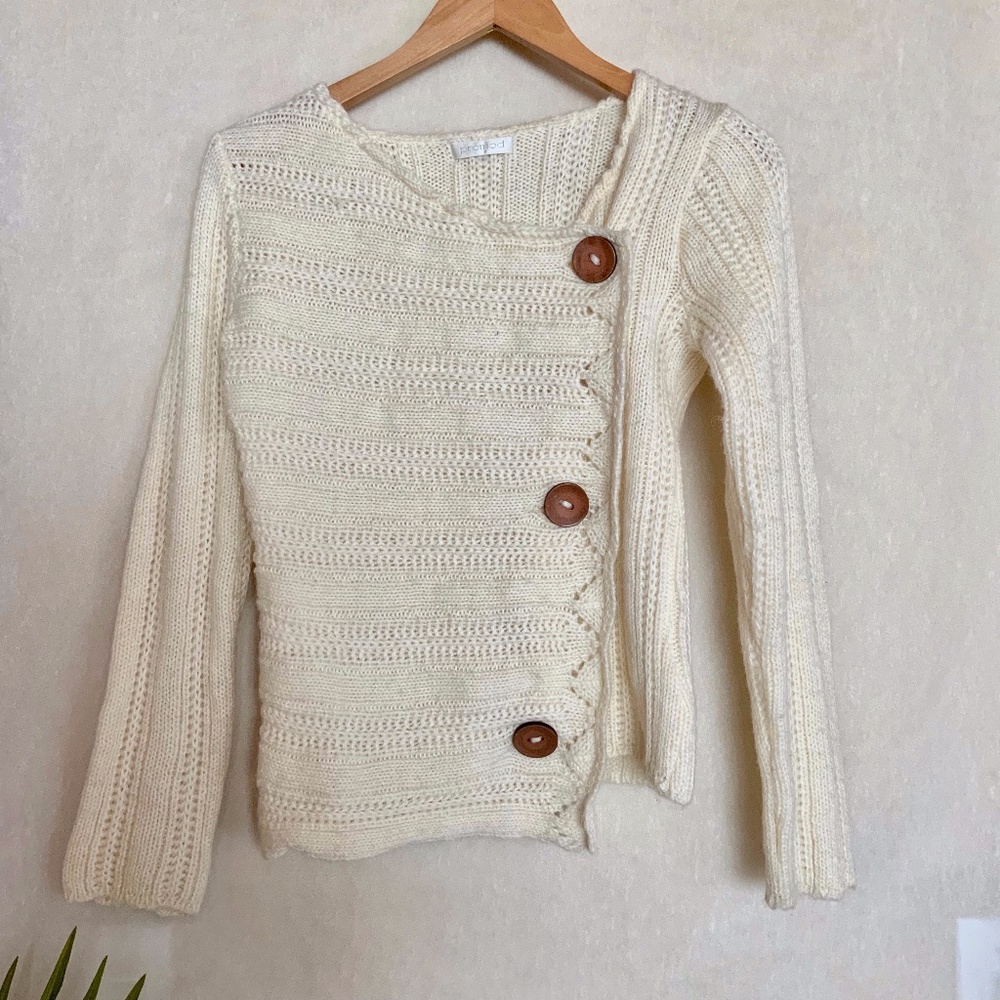 Promod Asymmetrical Button Knit Sweater